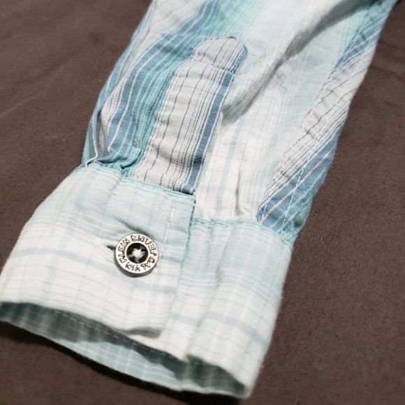 Calvin Klein Button Up Collared Shirt Blue Stripe Long Sleeve 3T 100% Cotton - Picture 8 of 9